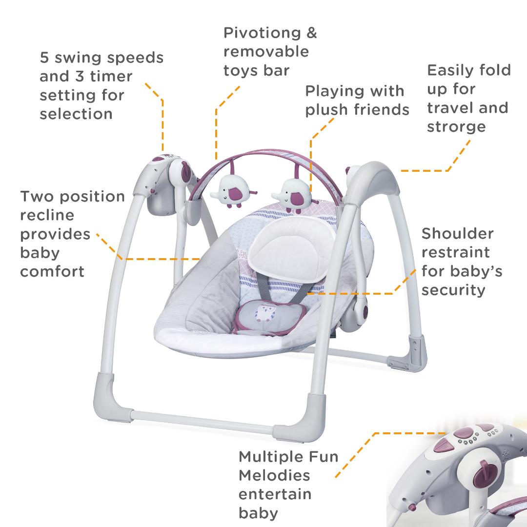 Mastela Swing Deluxe Portable Swing Grey 3 to 24 Months