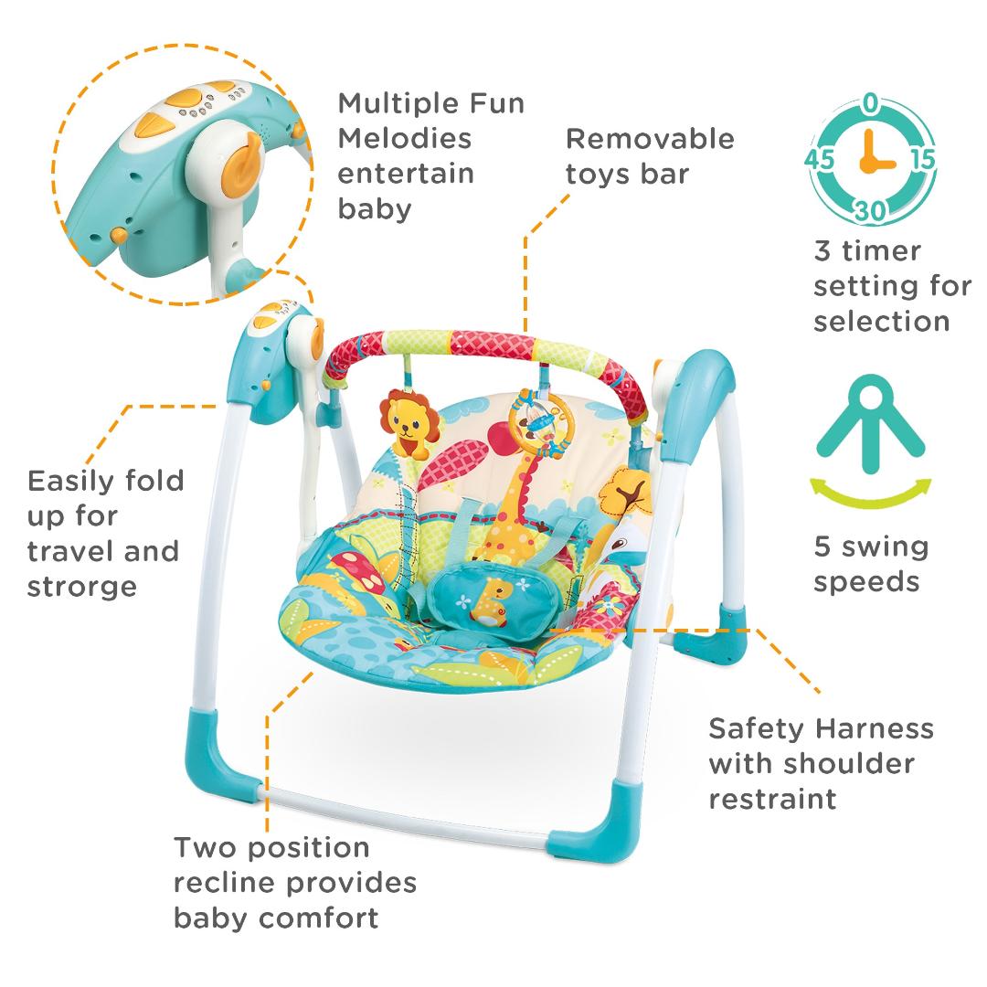 Mastela Swing Deluxe Portable Swing Aqua 3 to 24 Months