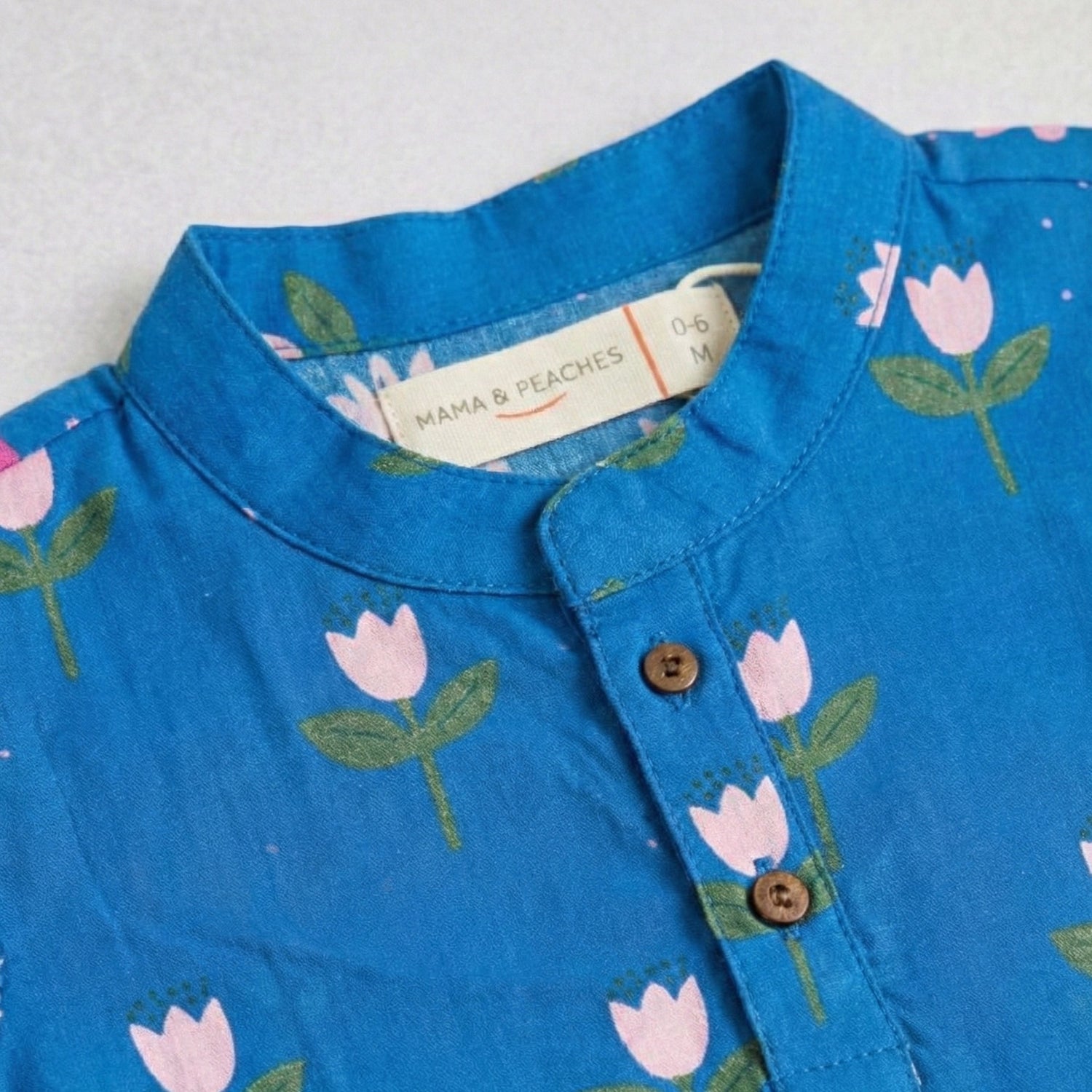 Pretty Flower Royal Blue Cotton Kurta Set