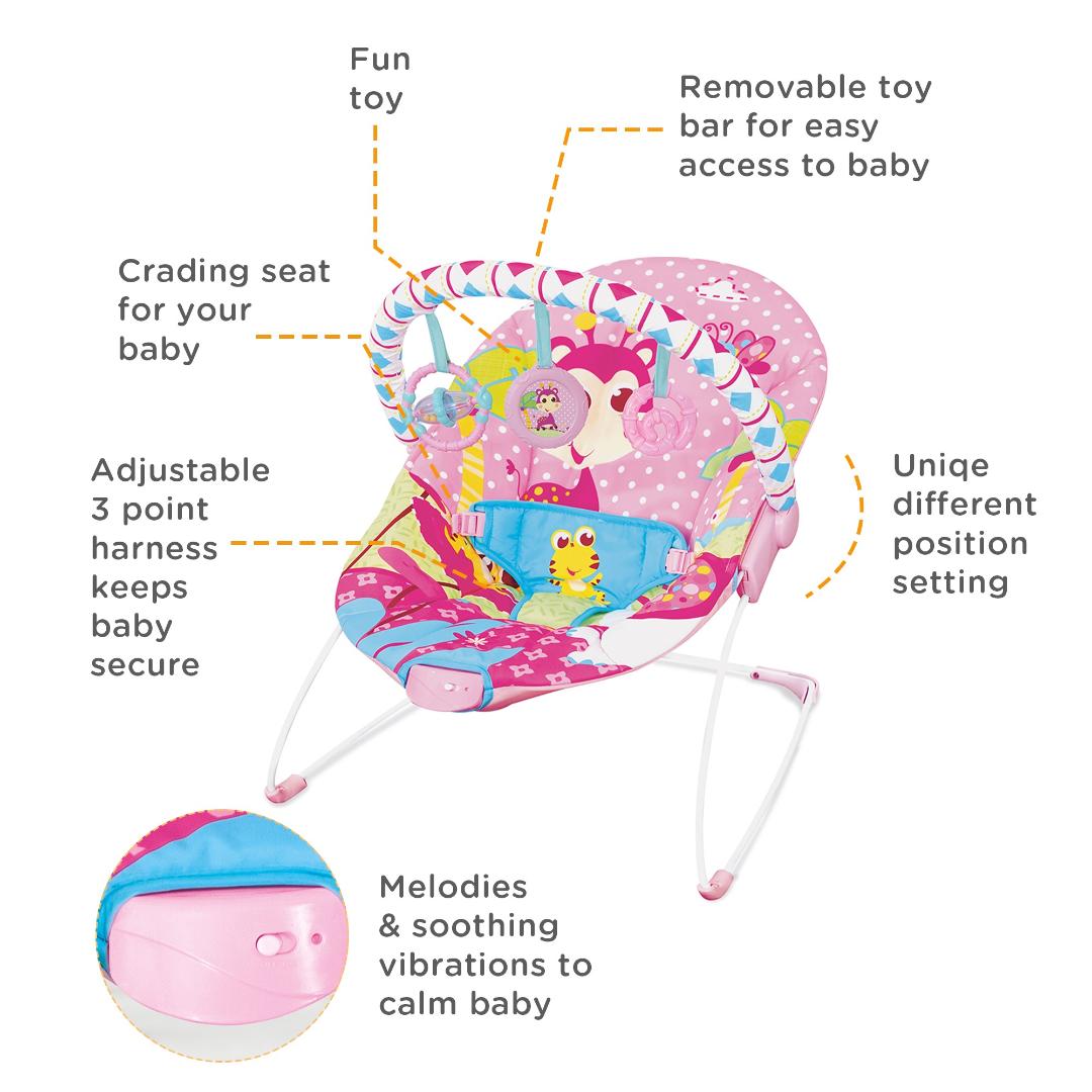 Mastela Bouncer Soothing Vibration Bouncer Pink 3 to 12 Months