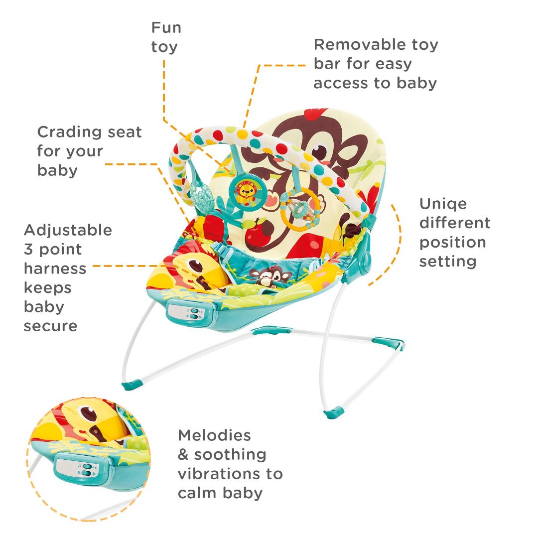 Mastela Bouncer Music Vibrations Bouncer Jungle2 3 to 12 Months