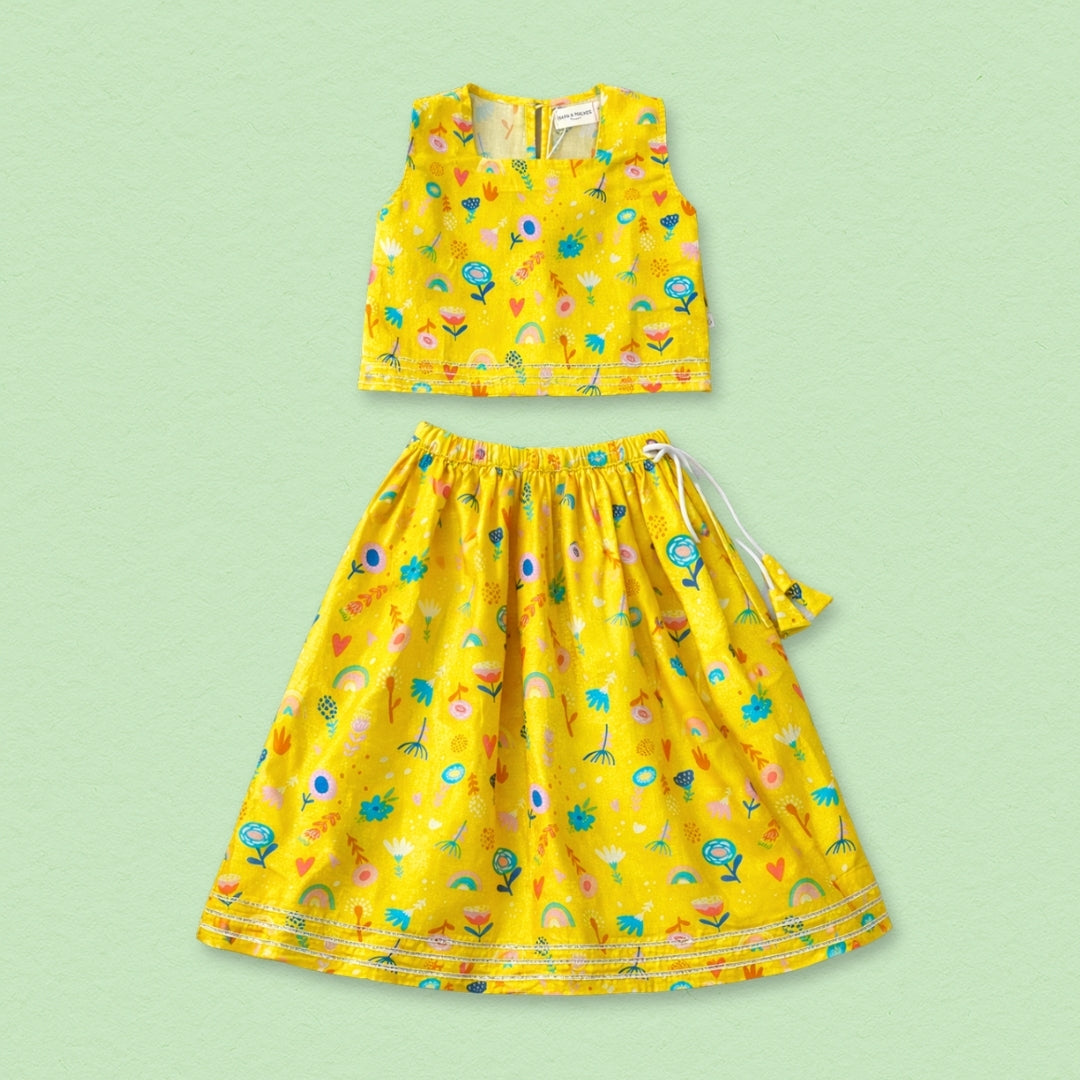 Yellow Floral Lehenga Set