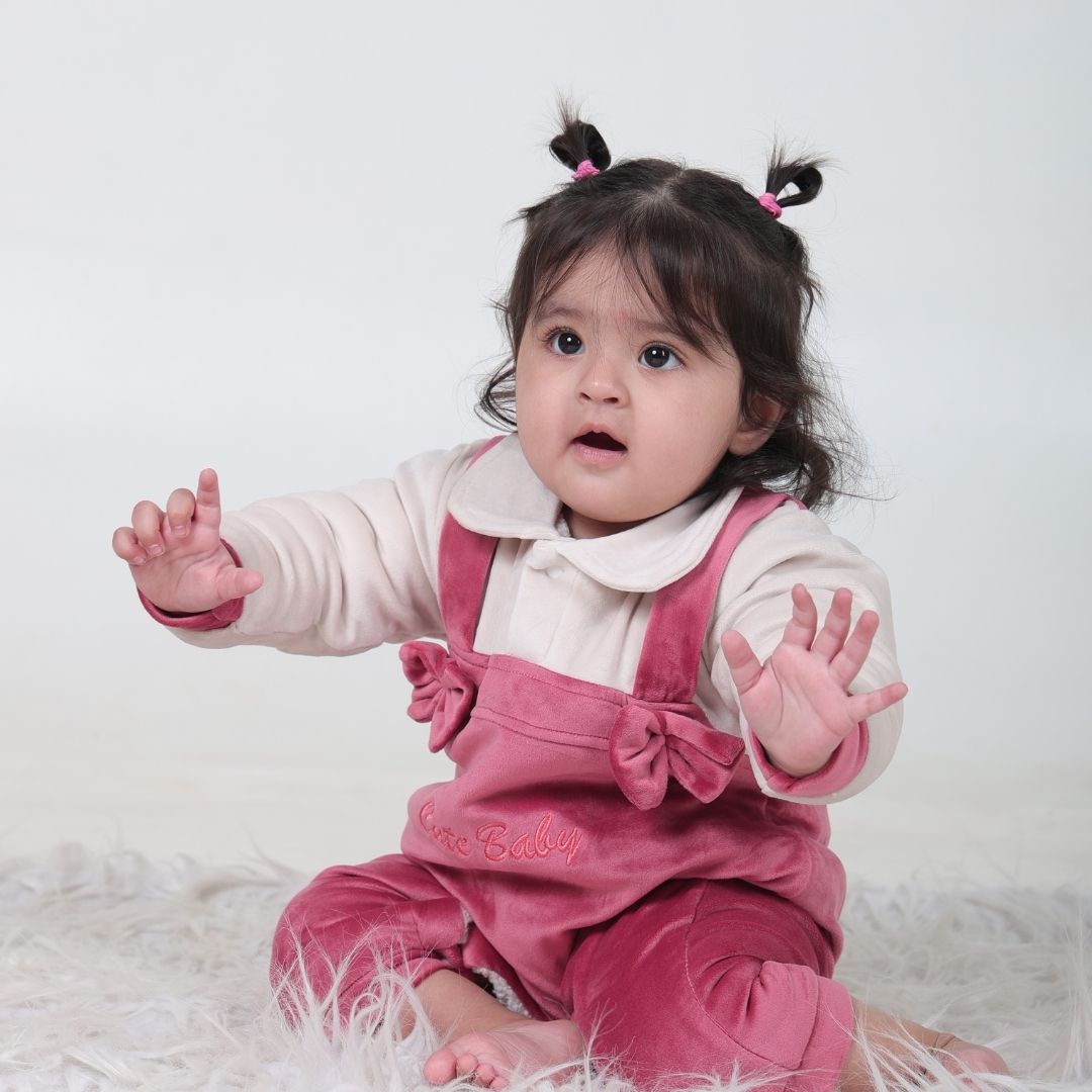 Cute Baby Velvet Winter Romper with Sherpa