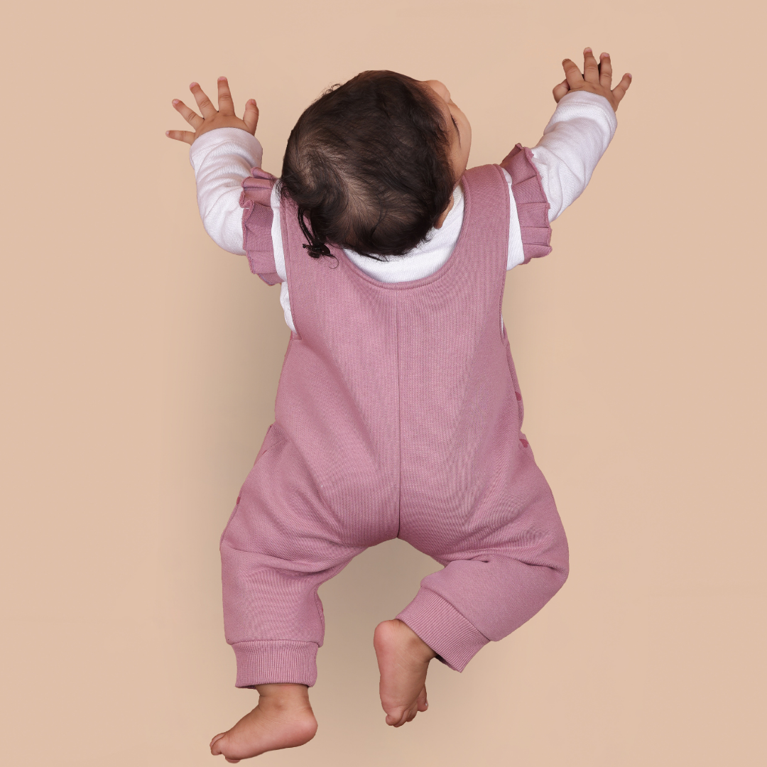 Burgundy Rabbit 2-Pc Romper Style Dungaree Set