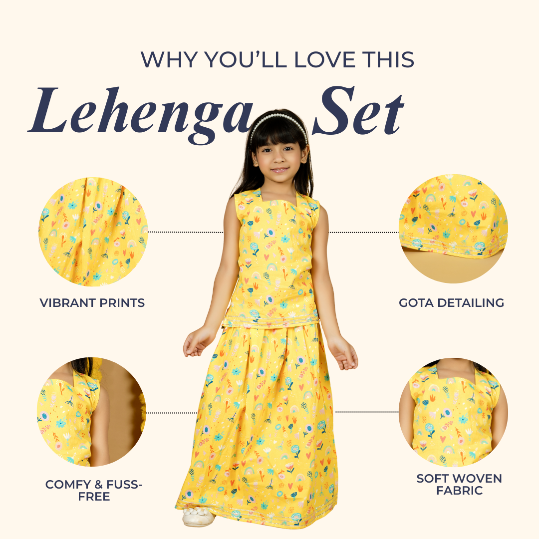 Yellow Floral Lehenga Set