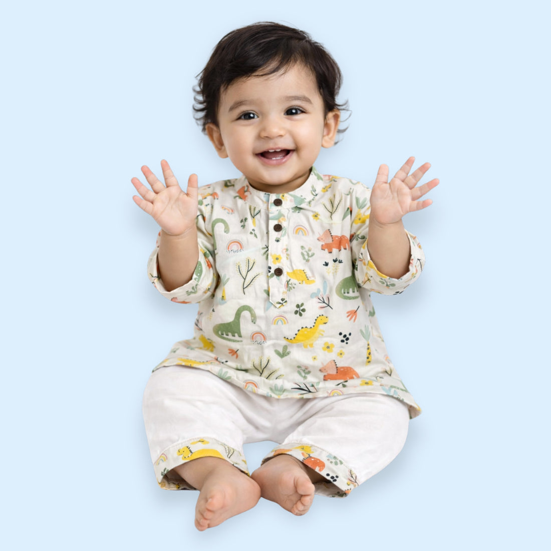 Dancing Dinosaurs Cotton Kurta Set