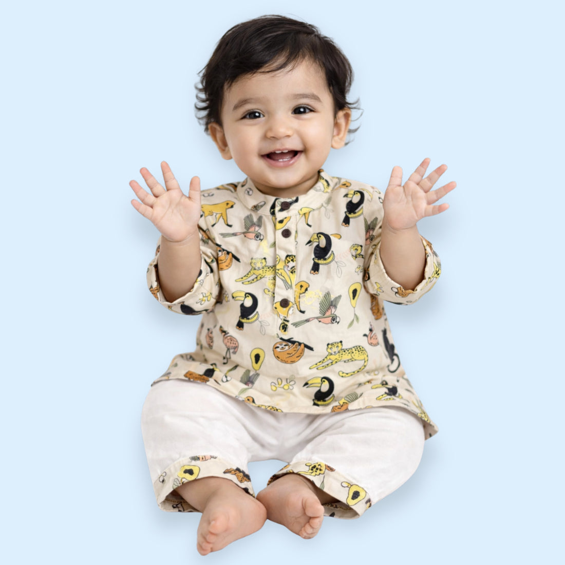 Rainforest Animals Cotton Kurta Set