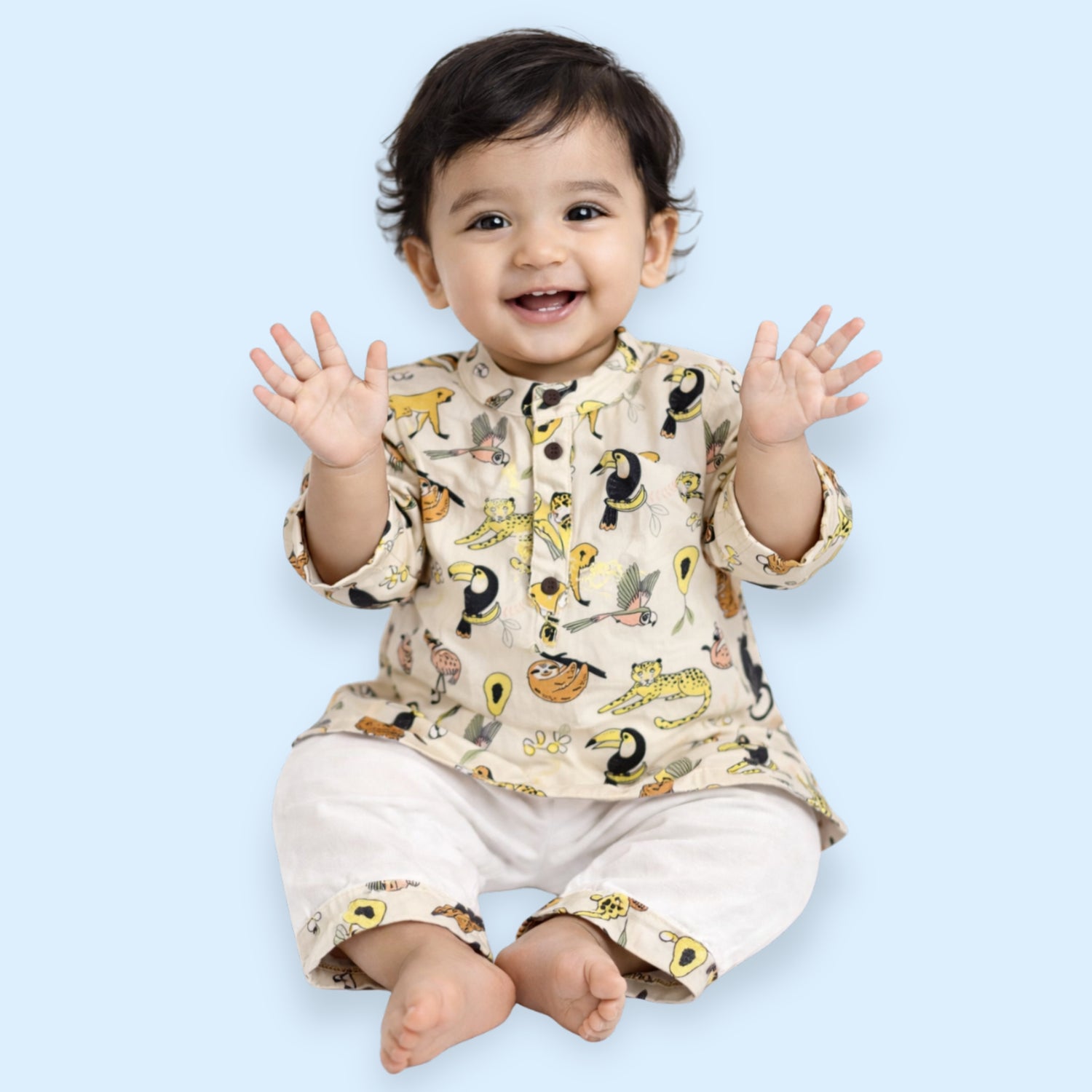Rainforest Animals Cotton Kurta Set