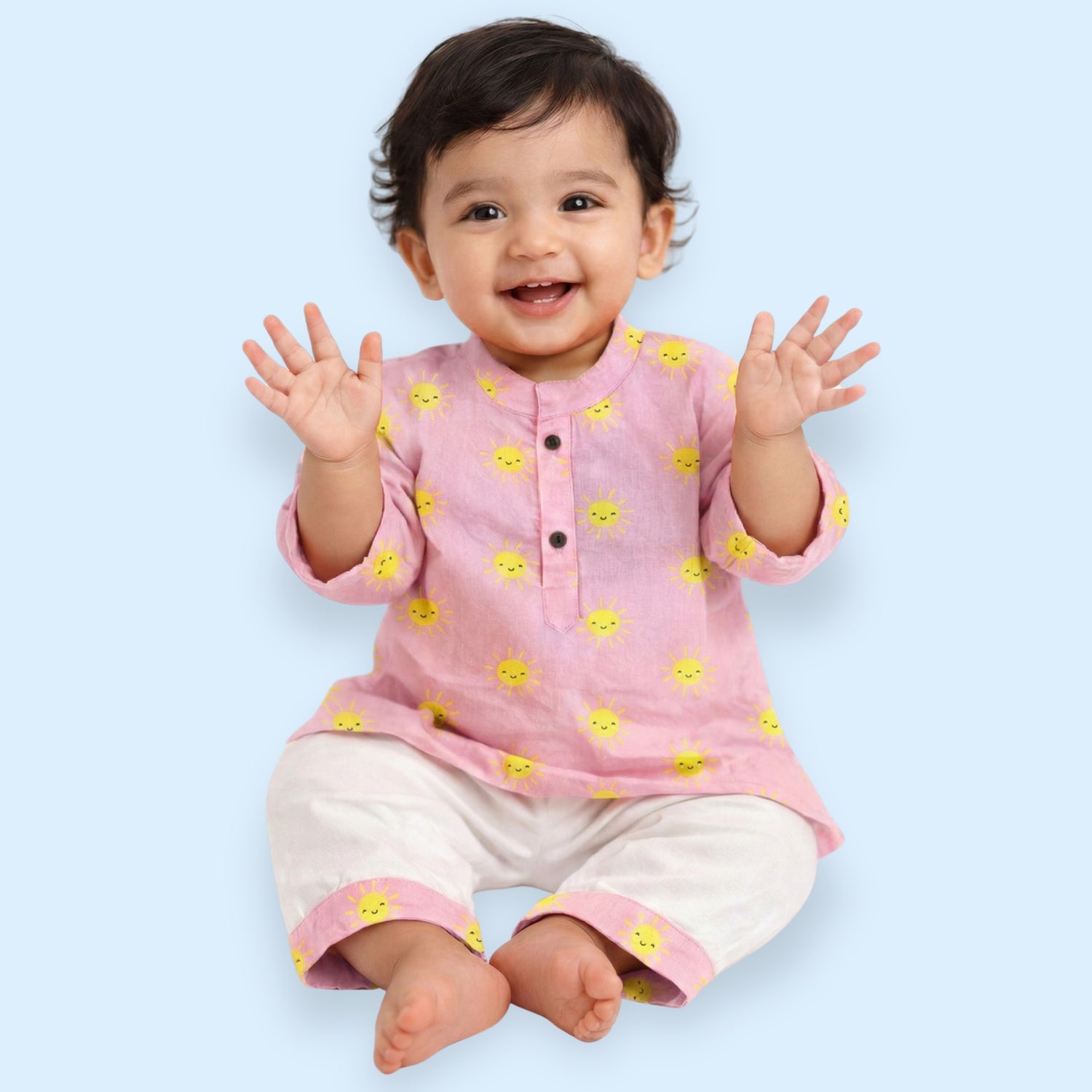 Pink Sun Cotton Kurta Set