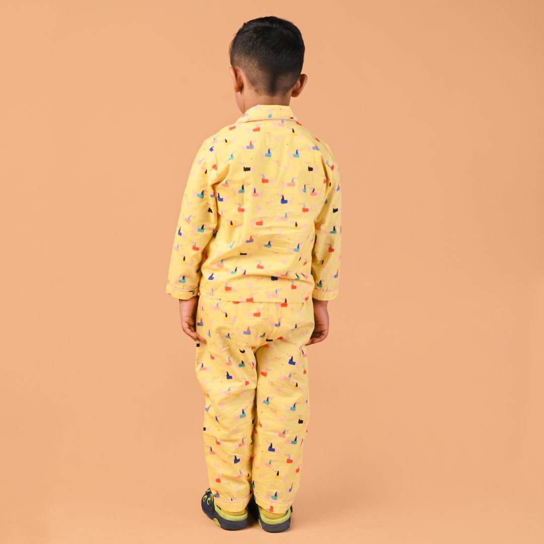 Colourful Puppies Full Sleeve Night Suit