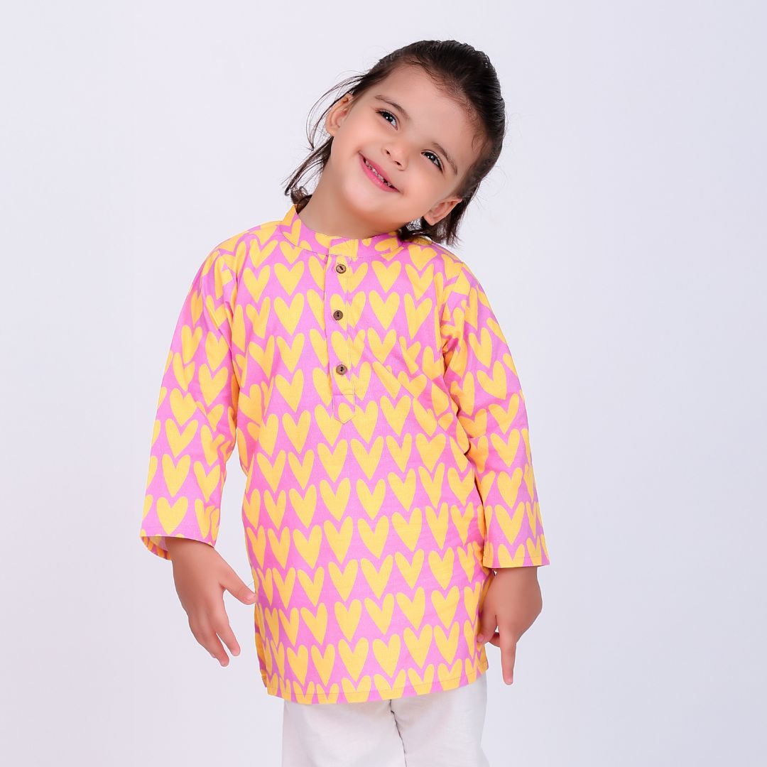 Full Of Heart Cotton Kurta Set