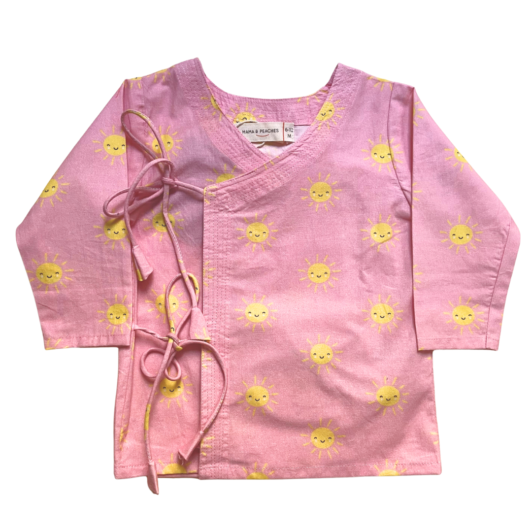 Pink Sun Cotton Angrakha Set