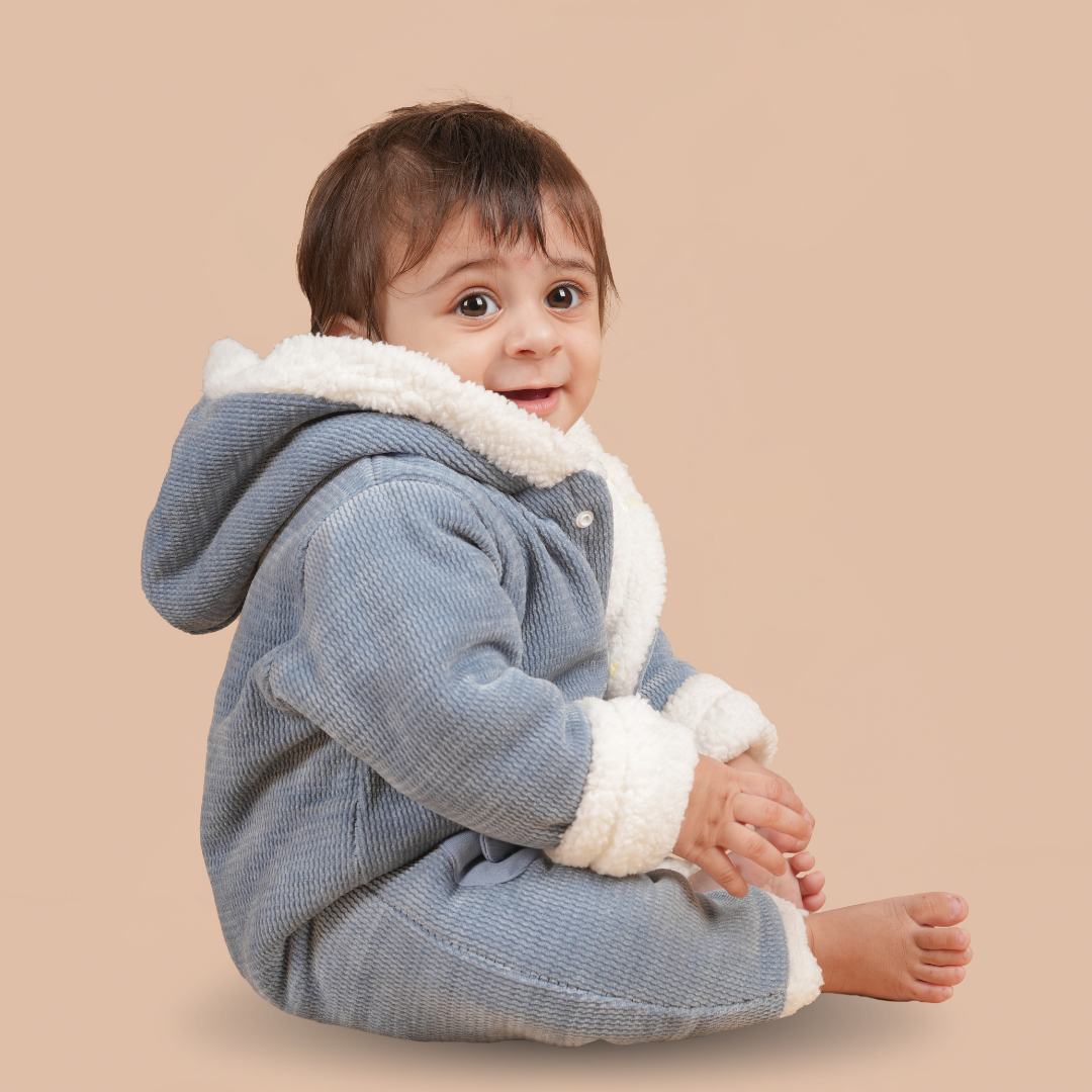 Teddy Bows Jacquard Sherpa Romper