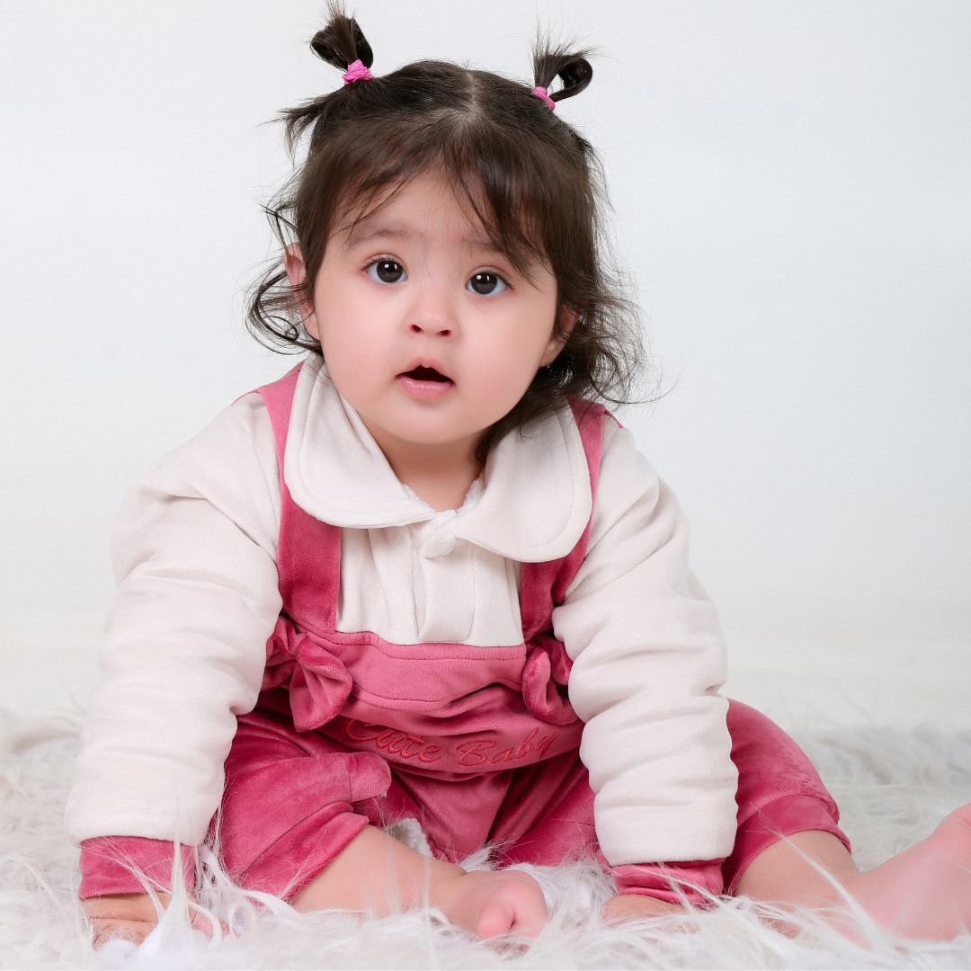 Cute Baby Velvet Winter Romper with Sherpa