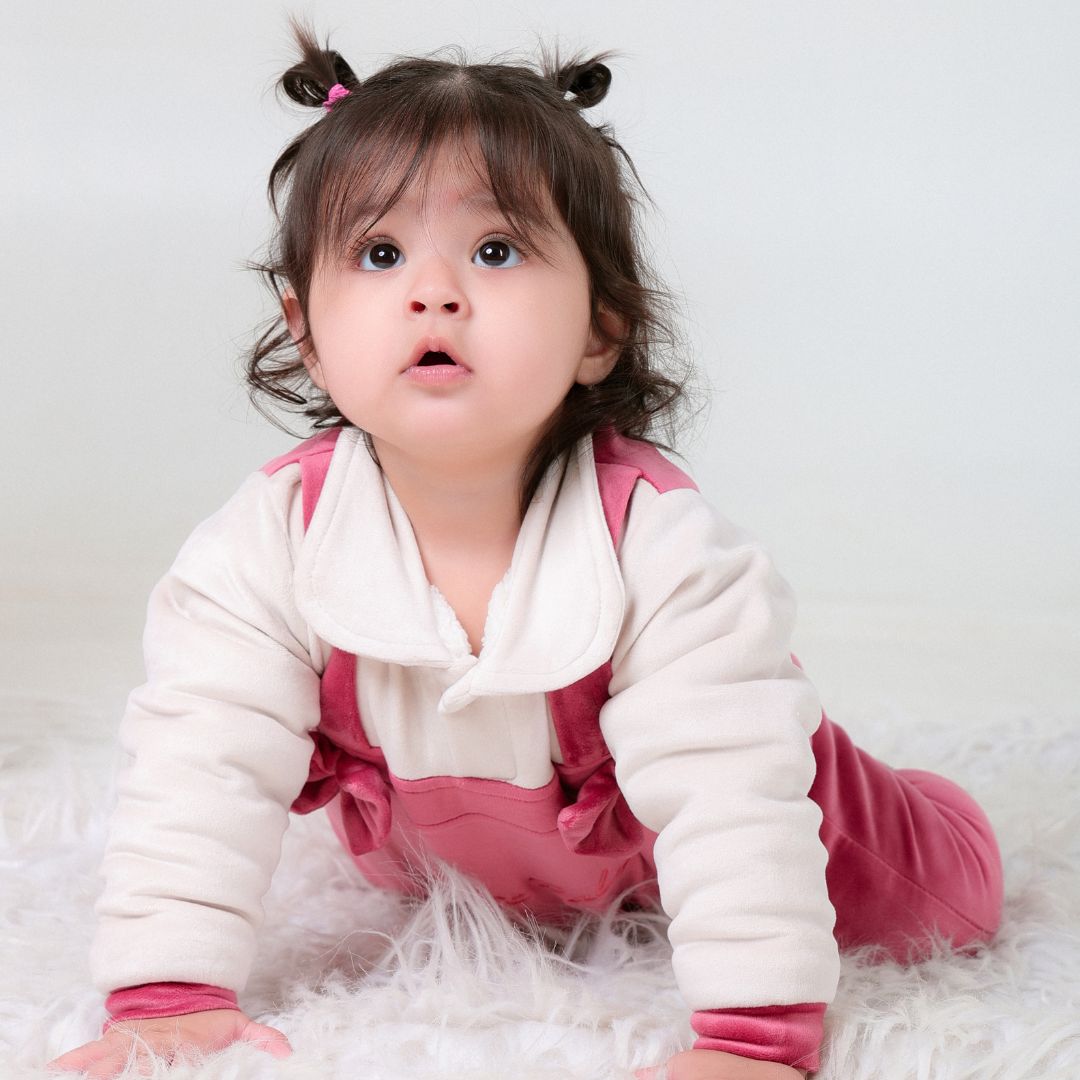 Cute Baby Velvet Winter Romper with Sherpa