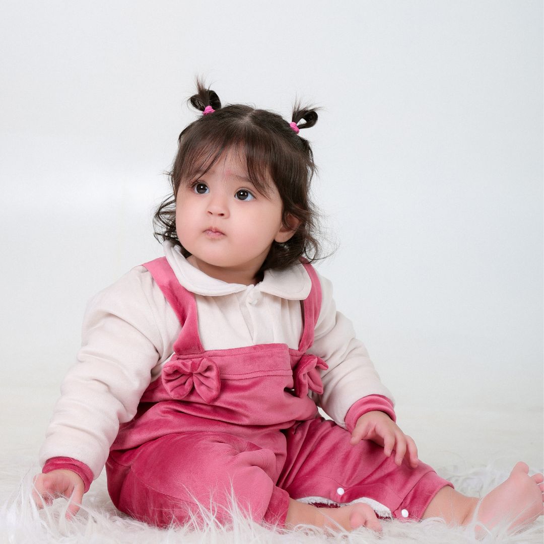 Cute Baby Velvet Winter Romper with Sherpa