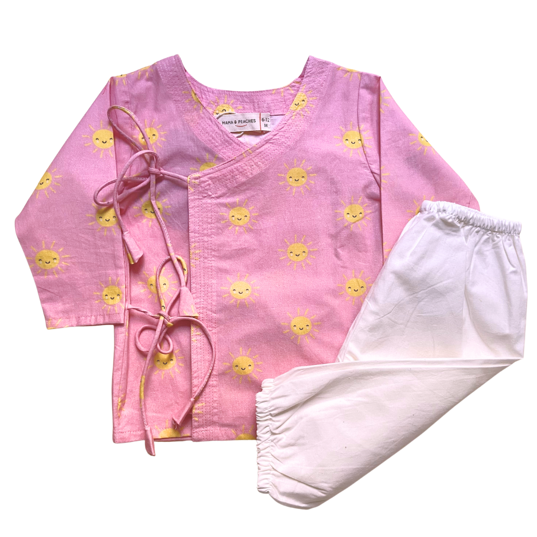 Pink Sun Cotton Angrakha Set