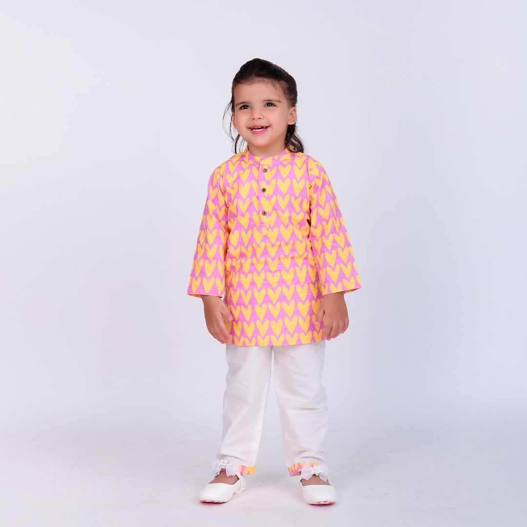 Full Of Heart Cotton Kurta Set