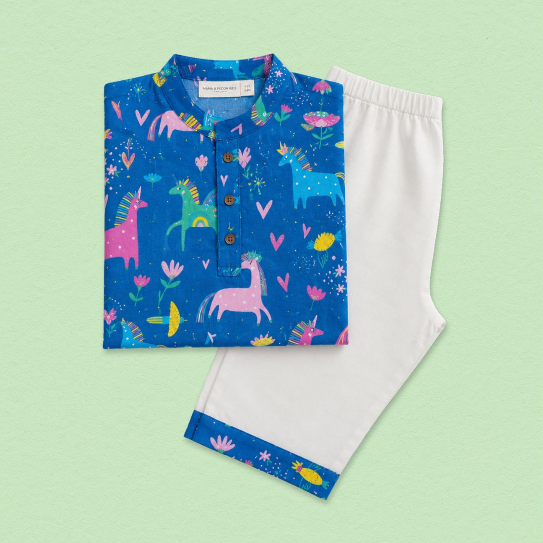 Mystical Unicorn Cotton Kurta Set