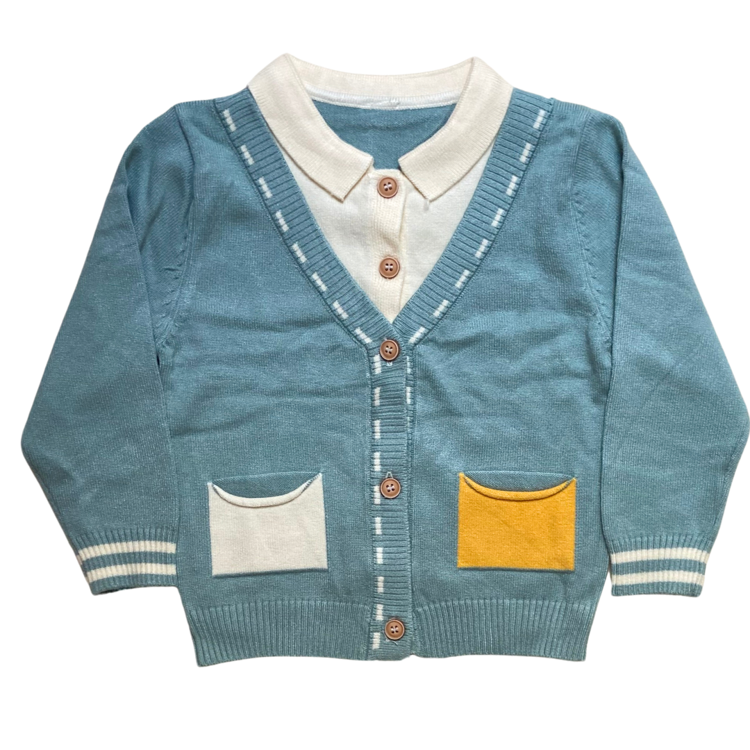 Mama &amp; Peaches Colourblock Pocket knitted Cardigan - Green