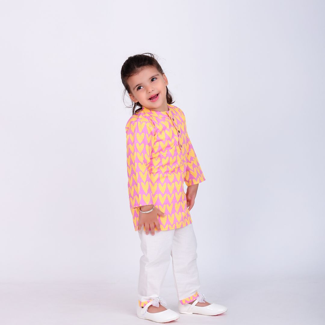 Full Of Heart Cotton Kurta Set