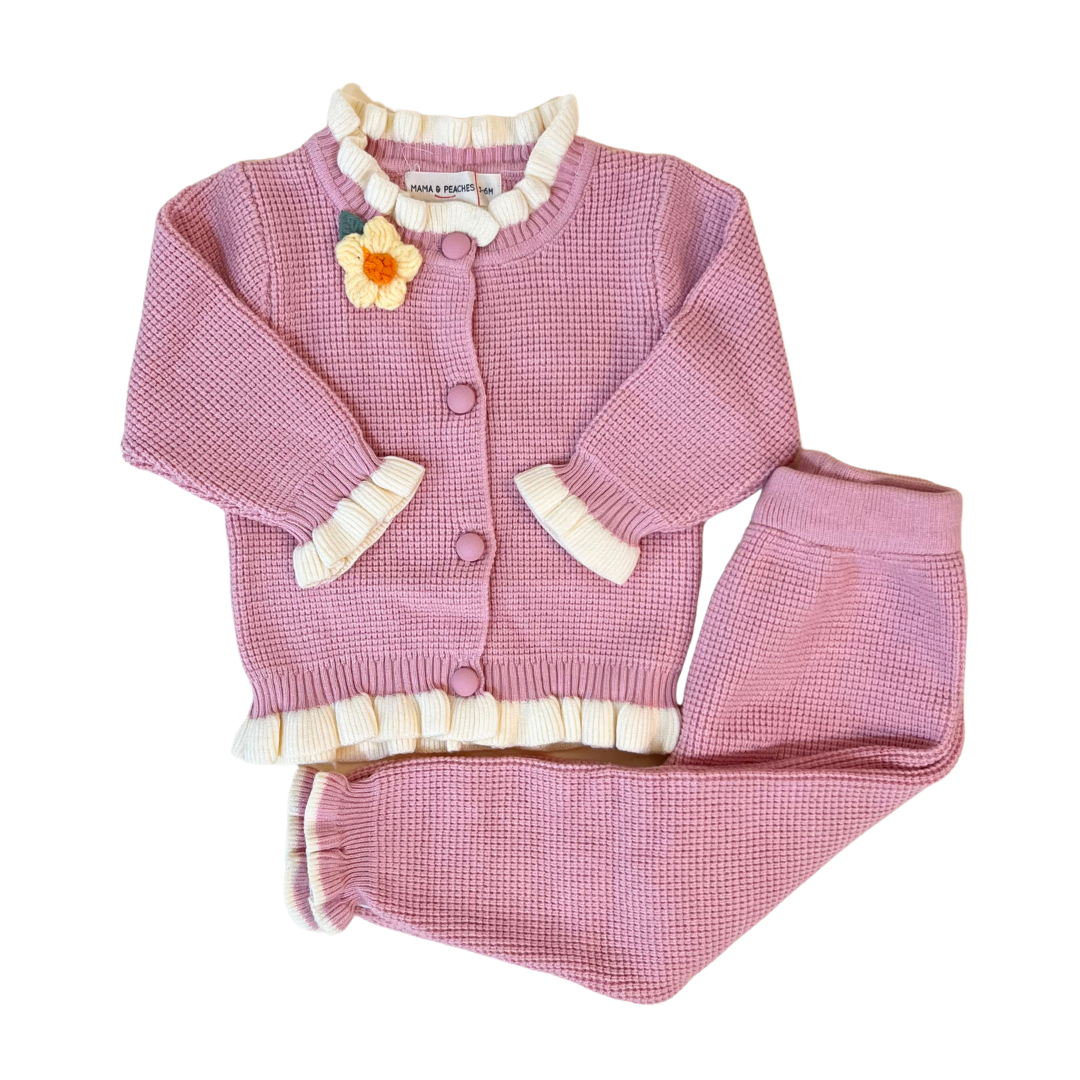 Daisy Knitted Winter Co-ord Set- Pink