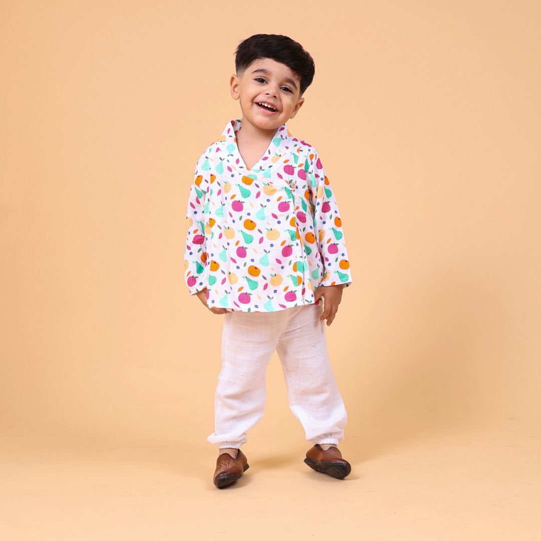 Tropical Fruits Muslin Angrakha Set
