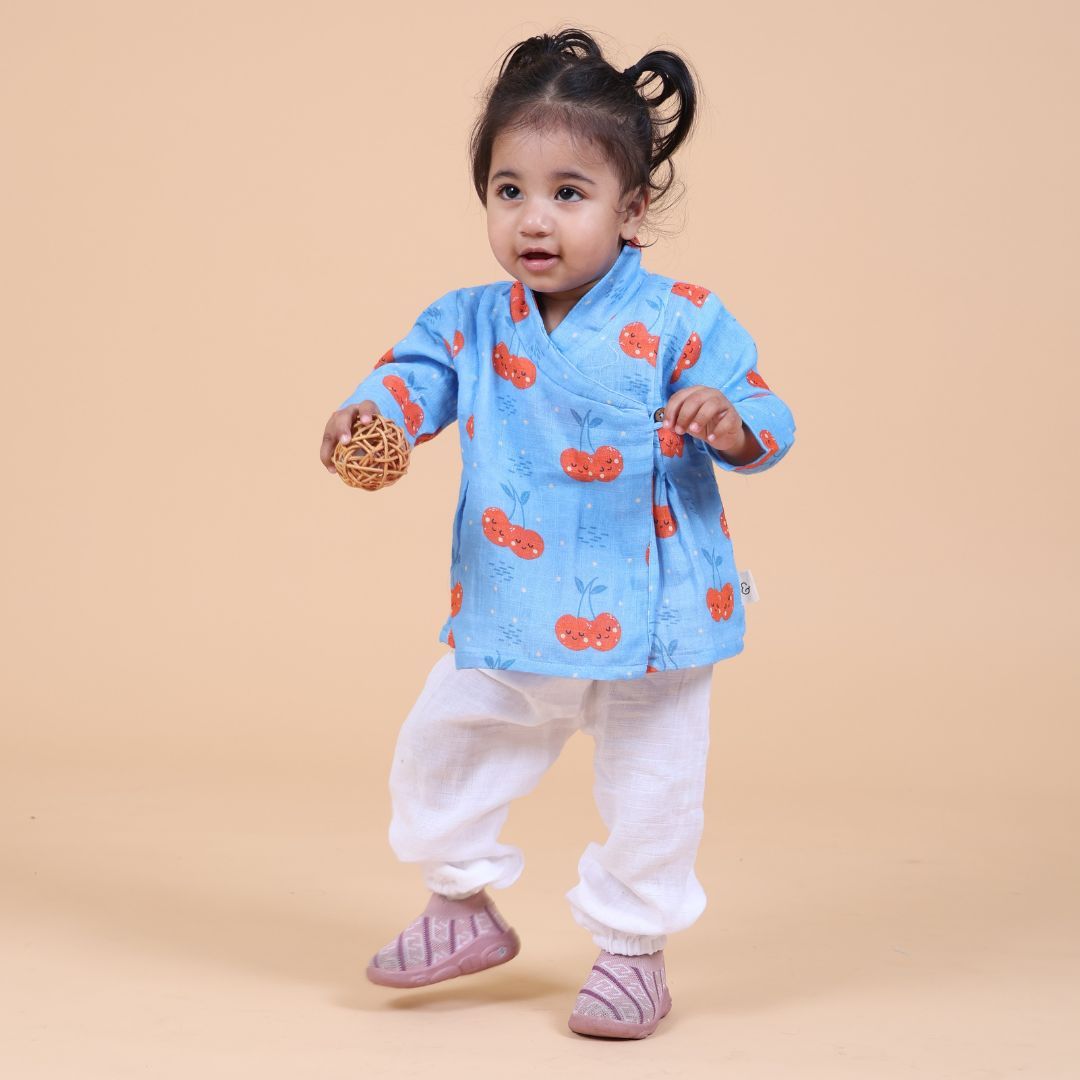 100% Cotton Muslin Angrakha Set, Cheeryful