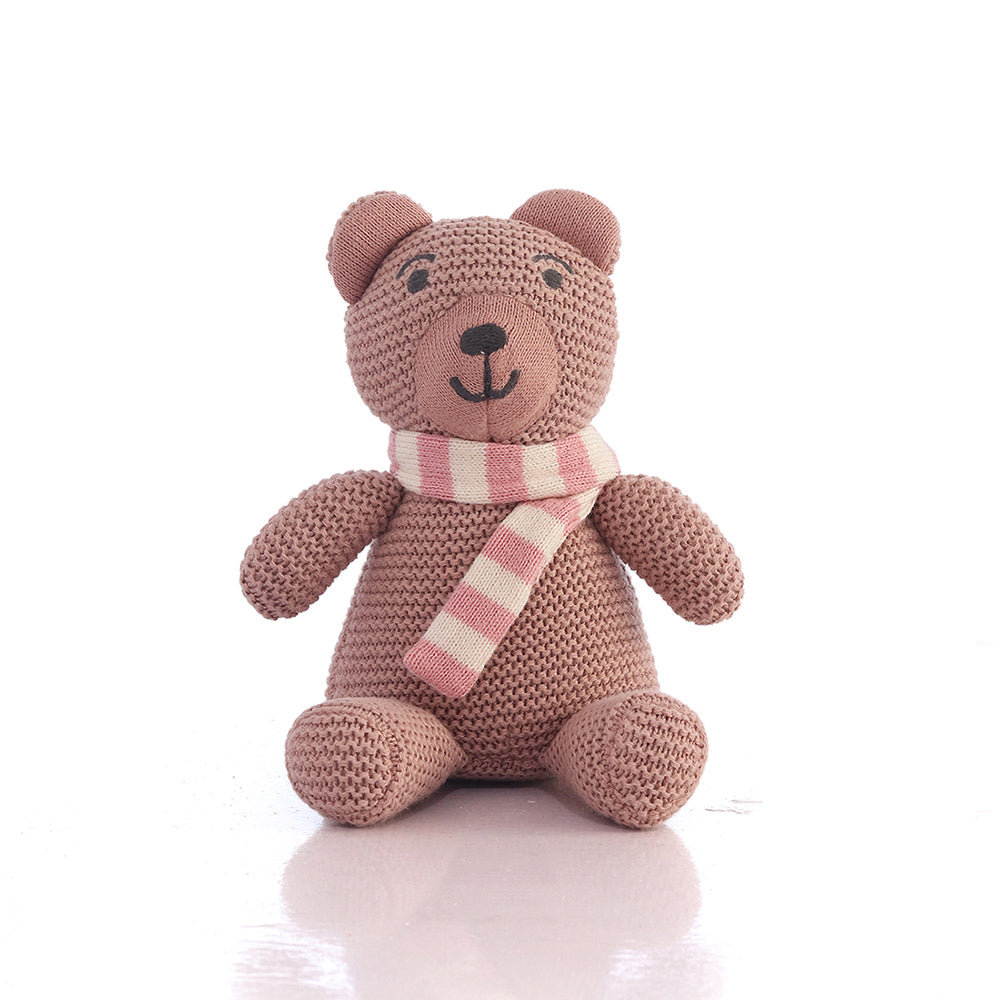Baby Bear Pale Pink Cotton Knitted Stuffed Soft Toy