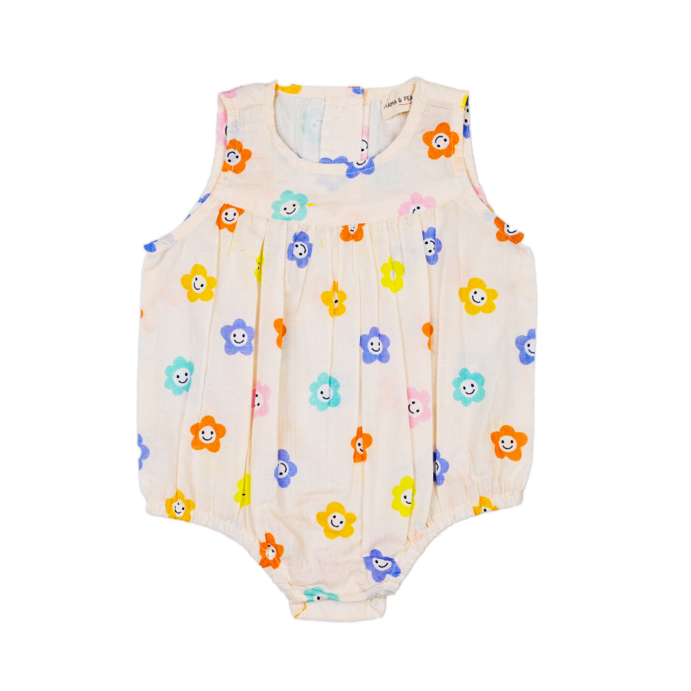 Balloon Sunsuit in Smiling Flowers
