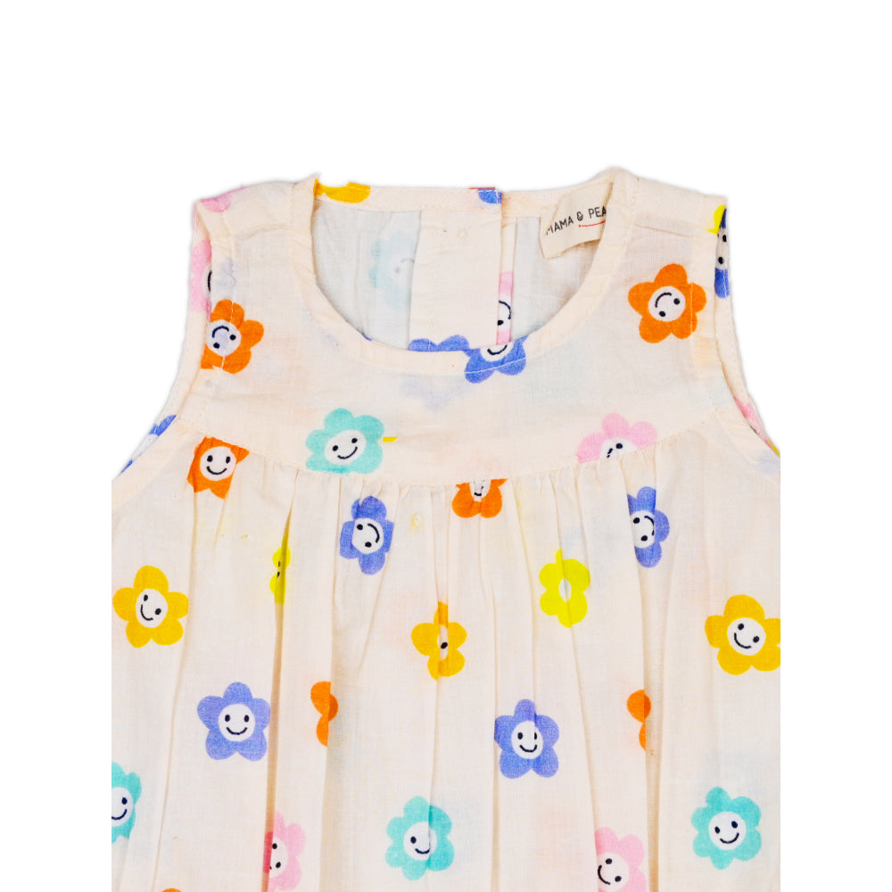 Balloon Sunsuit in Smiling Flowers
