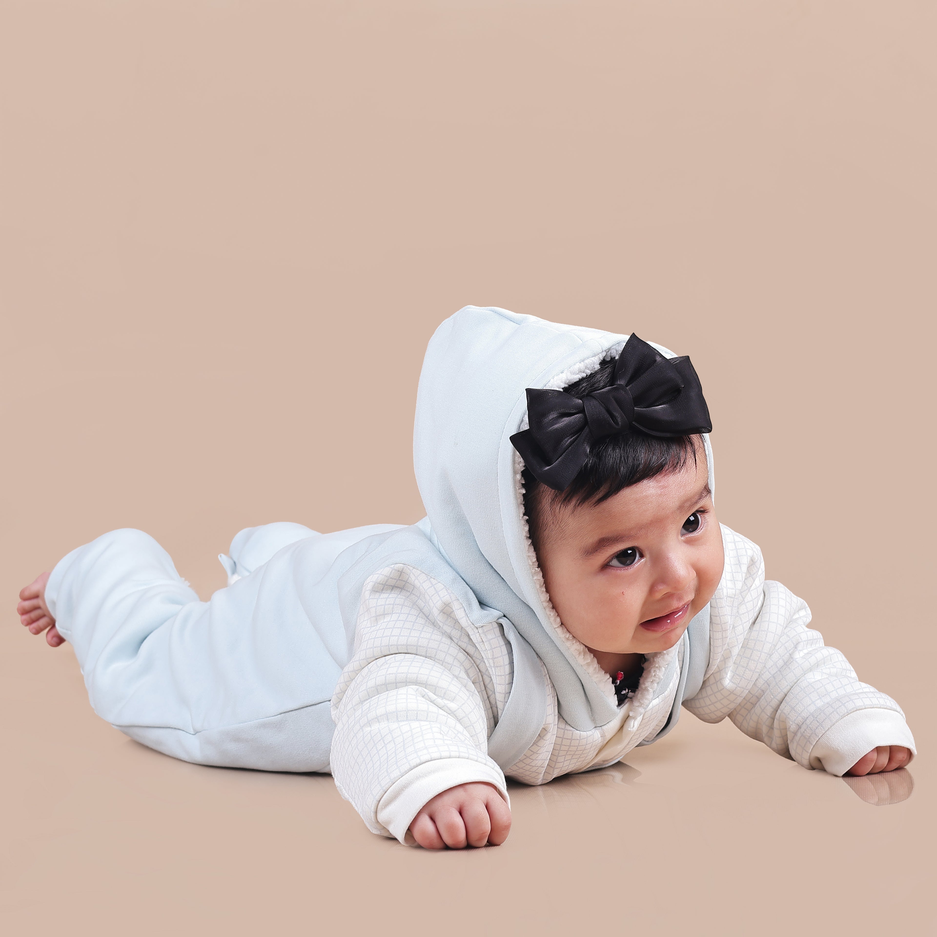 Blue car fleece romper with Sherpa