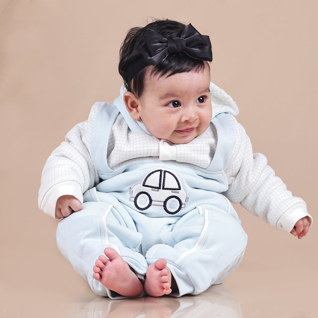 Blue Car Fleece Winter Romper with Sherpa