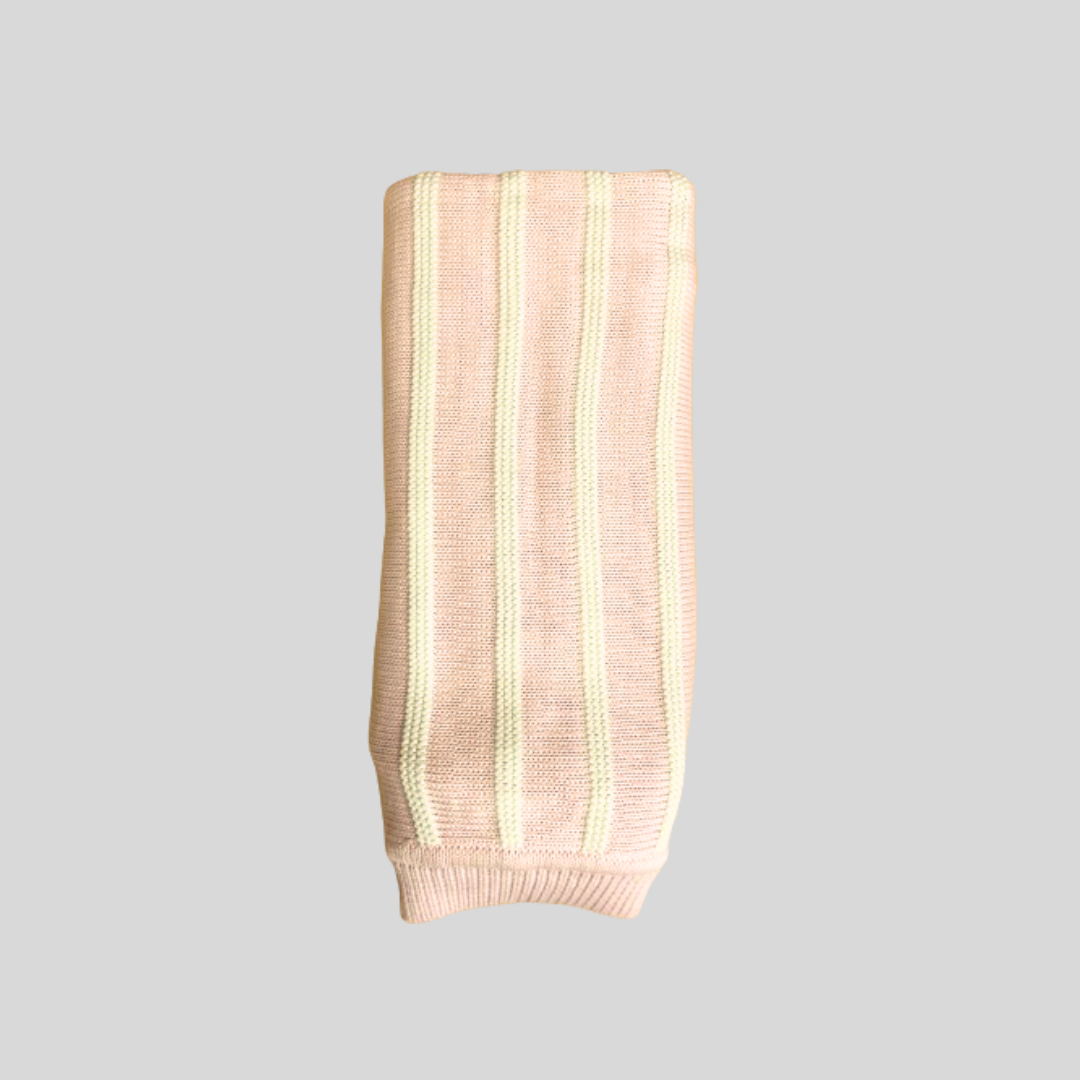 Pink with White Stripes Knitted Blanket