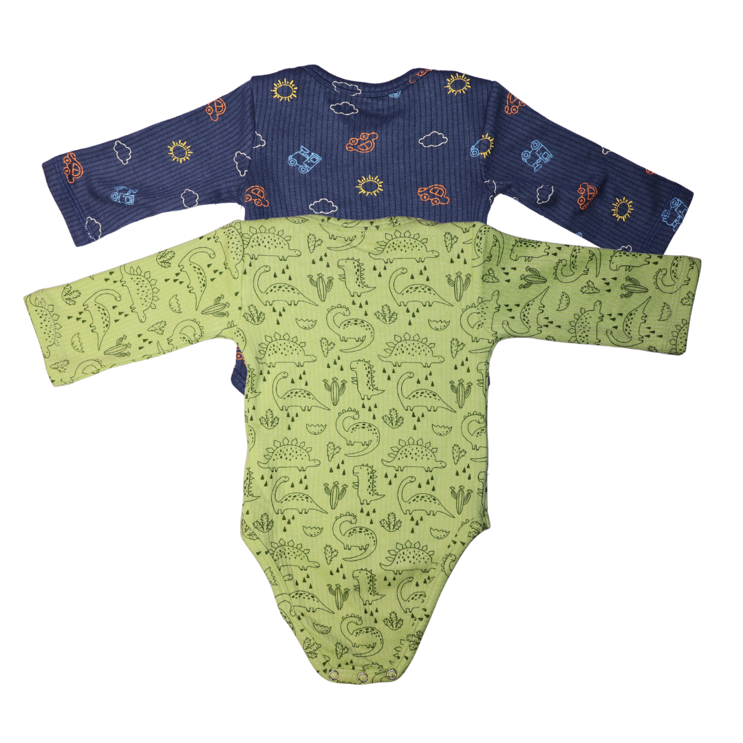 Bundle Of 2 Thermal Rompers- Blue Sky &amp; Dino