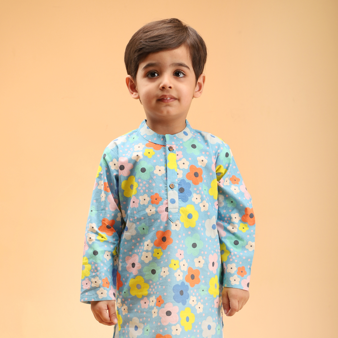 Bright Floral Cotton Kurta Set