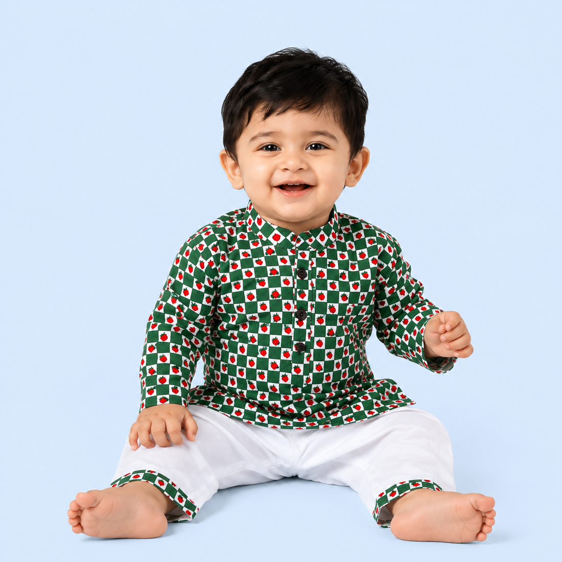 Strawberry Gingham Kurta Set