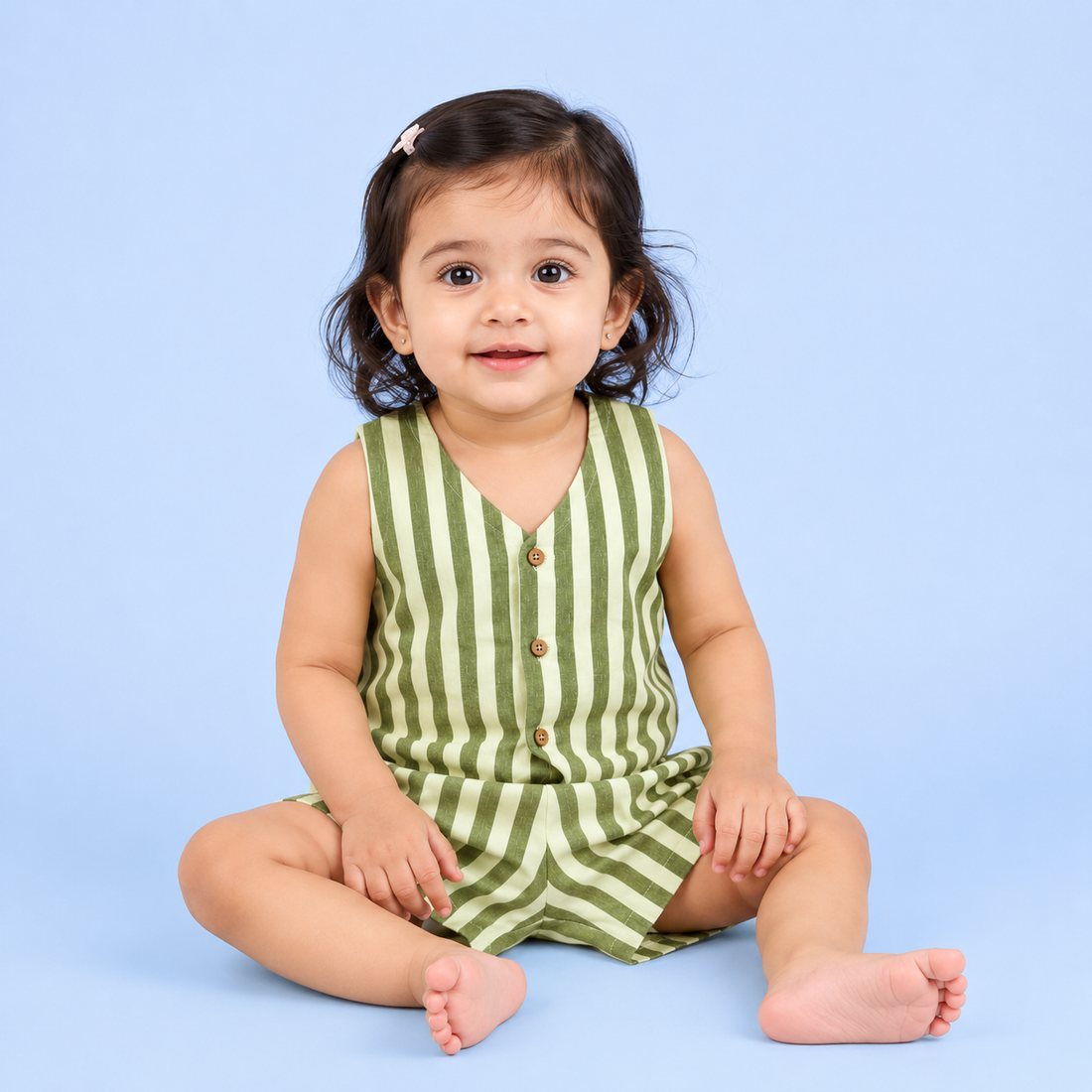 Stripe Parade Jhabla Top with Shorts