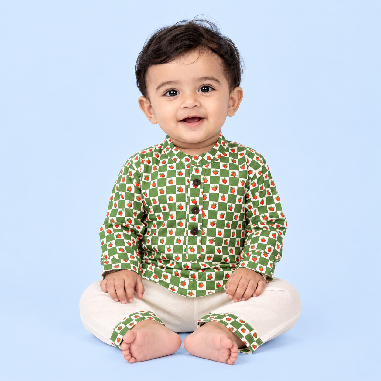 Strawberry Gingham Kurta Set