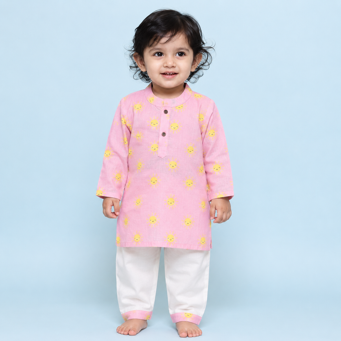 Pink Sun Cotton Kurta Set