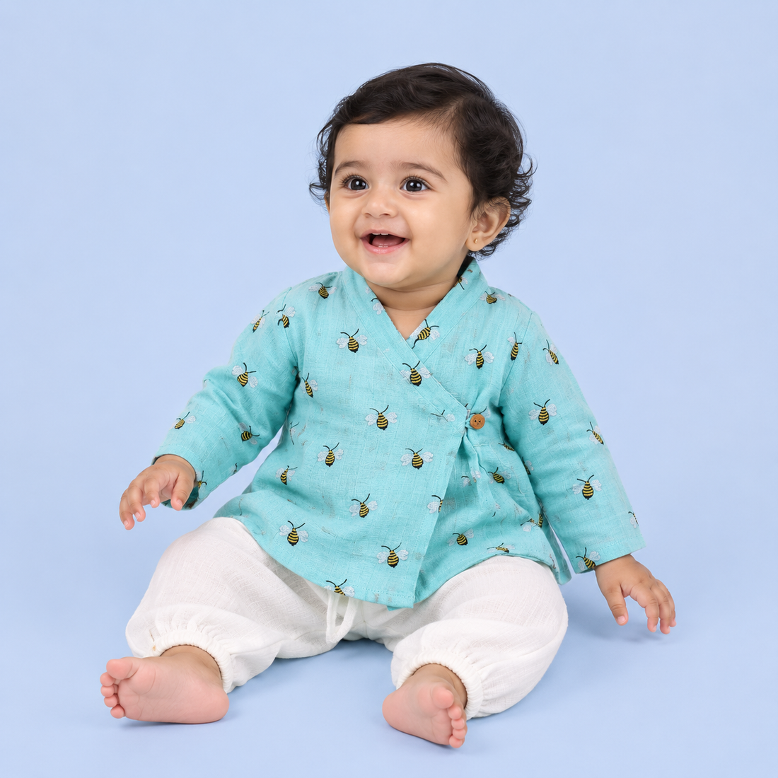 Busy Bees Muslin Angrakha Set
