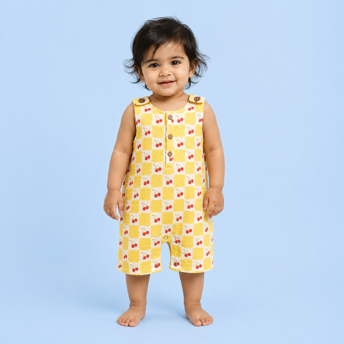 Very Cherry Muslin Double Layer Romper