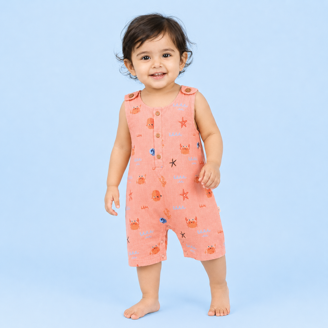 Crabs Muslin Double Layer Romper