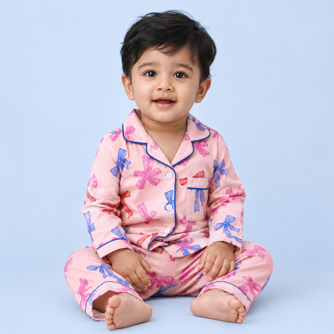 Bow Party Full Sleeves Night Suit