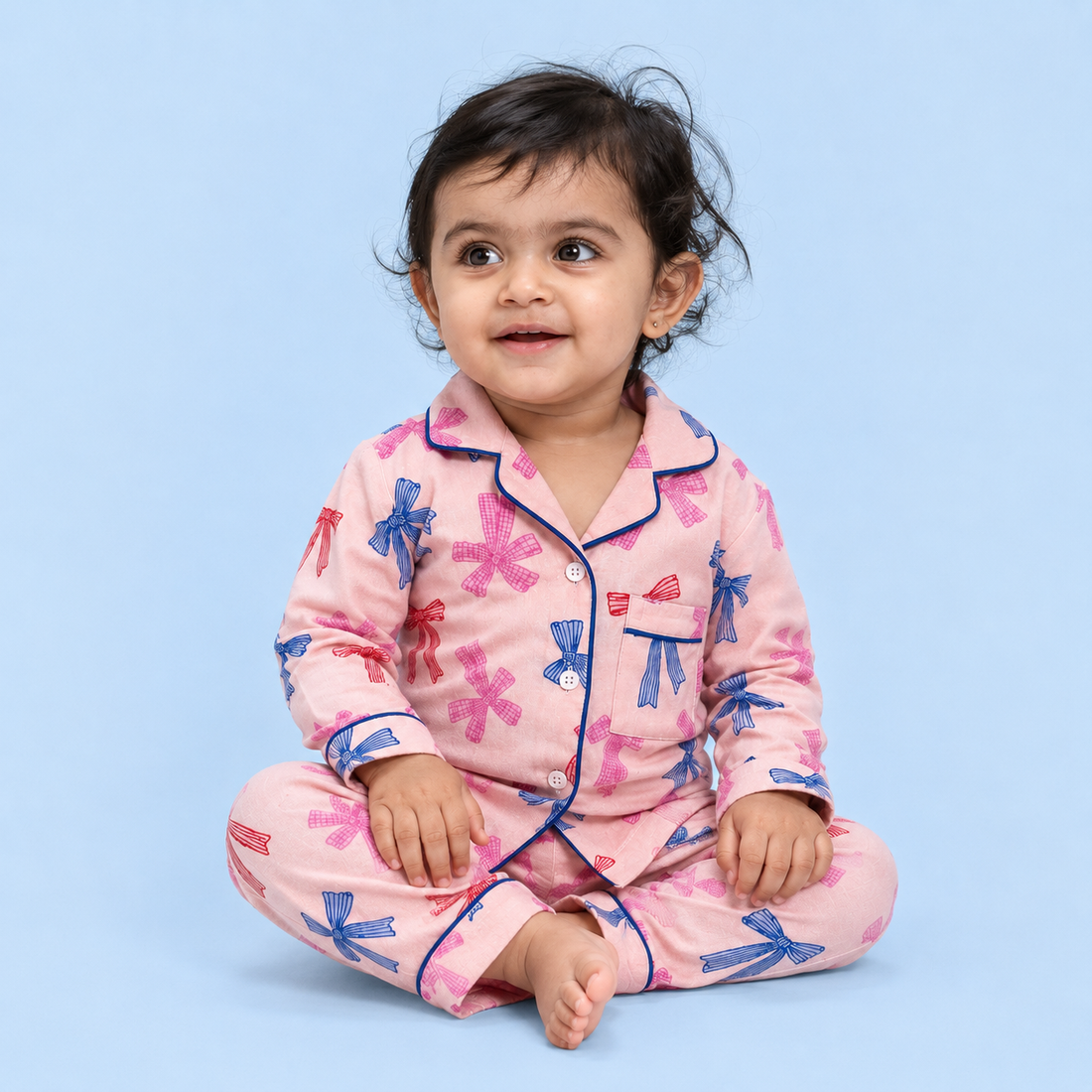 Bow Party Full Sleeves Night Suit