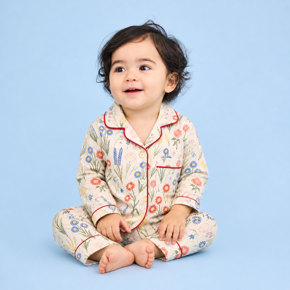 Floral Drama Full Sleeves Night Suit
