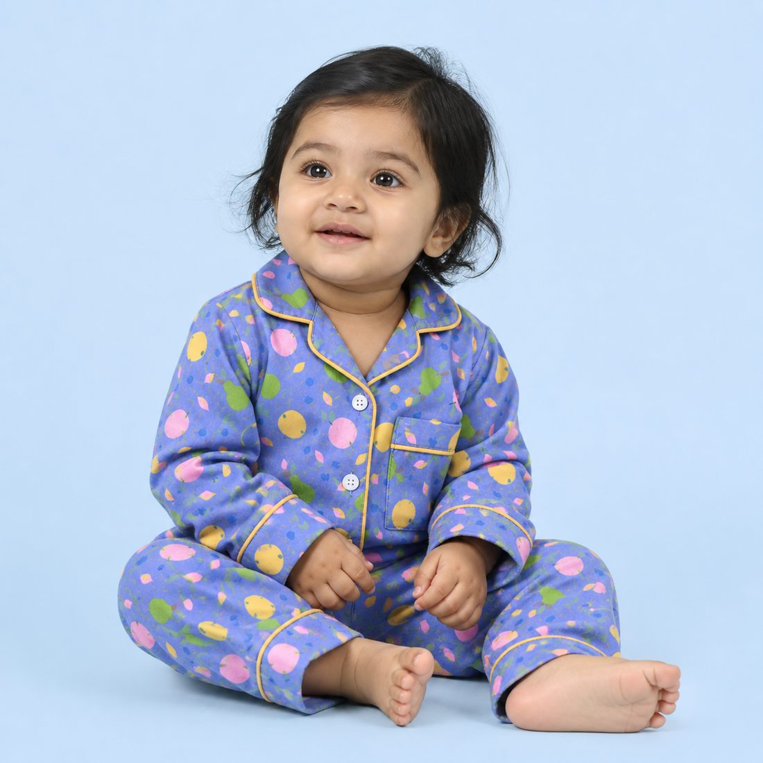 Purple Tropical Full Sleeves Night Suit