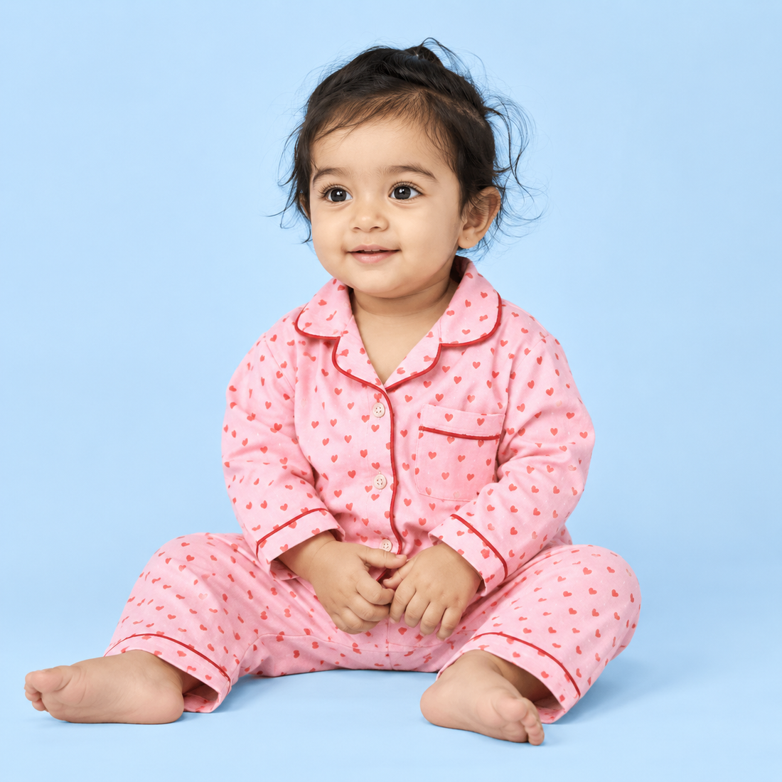 Hearts Full Sleeves Night Suit