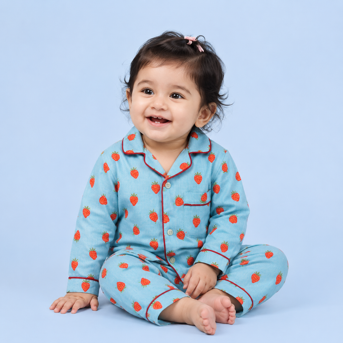 Summer Strawberries Full Sleeves Night Suit