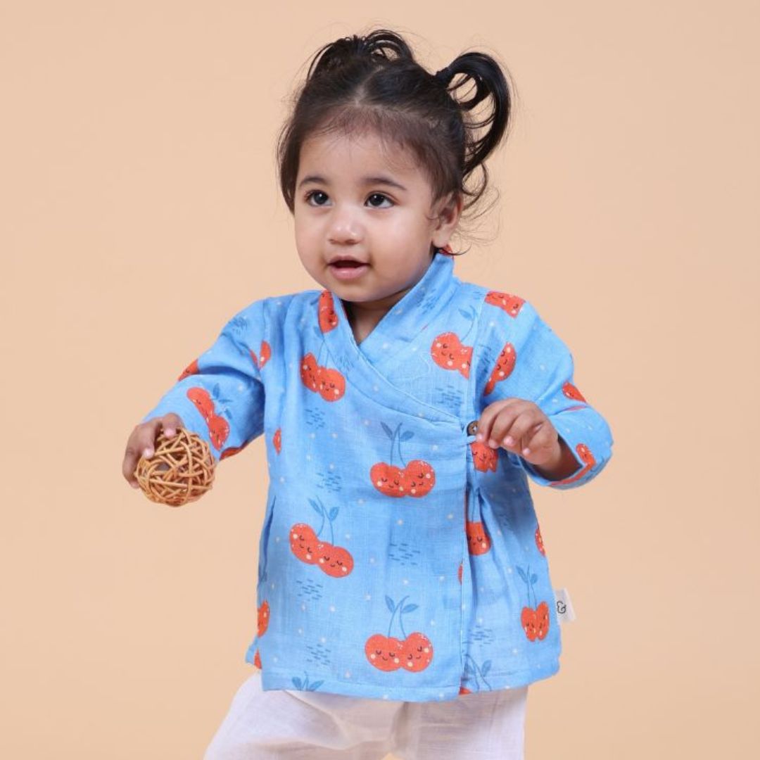 100% Cotton Muslin Angrakha Set, Cheeryful